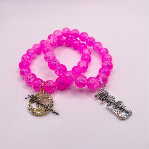 Pink Crackle Luxury Bracelets (1pc)