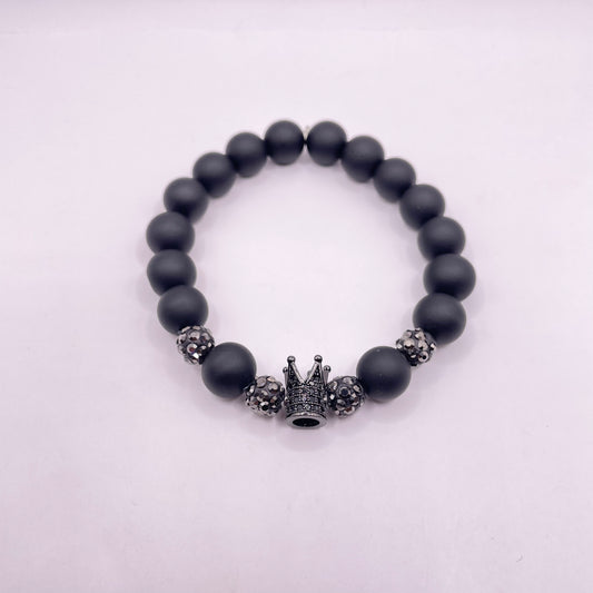 Black Matte Bracelets with Crown