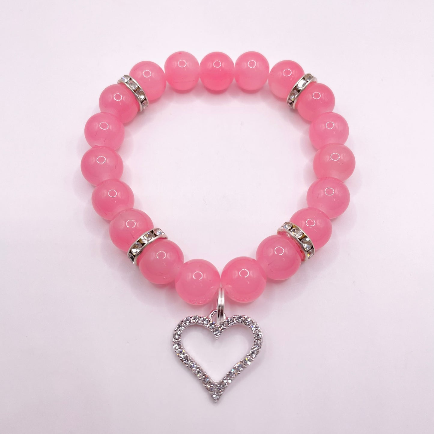 Pink bracelet with Silver Heart Charm