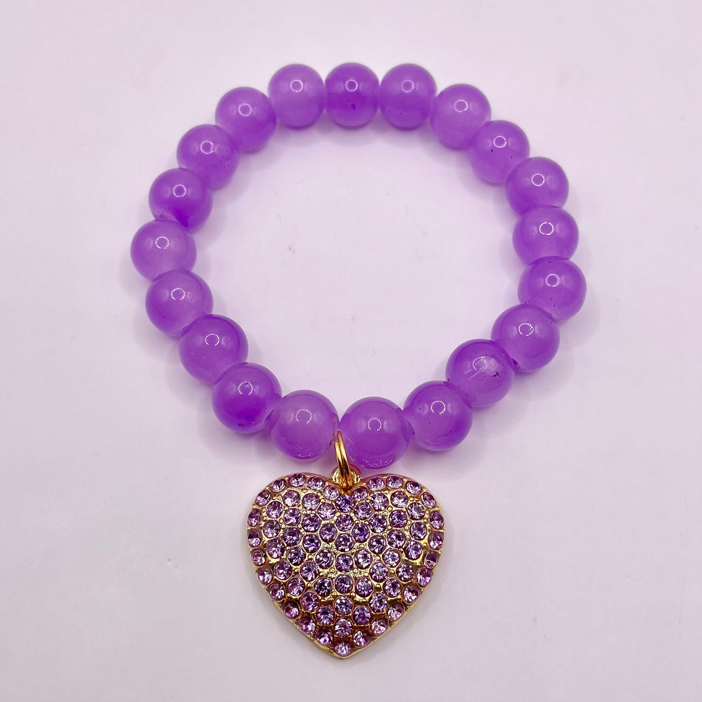 Purple Bracelet with Heart Charm