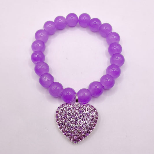 Purple Bracelet with Heart Charm