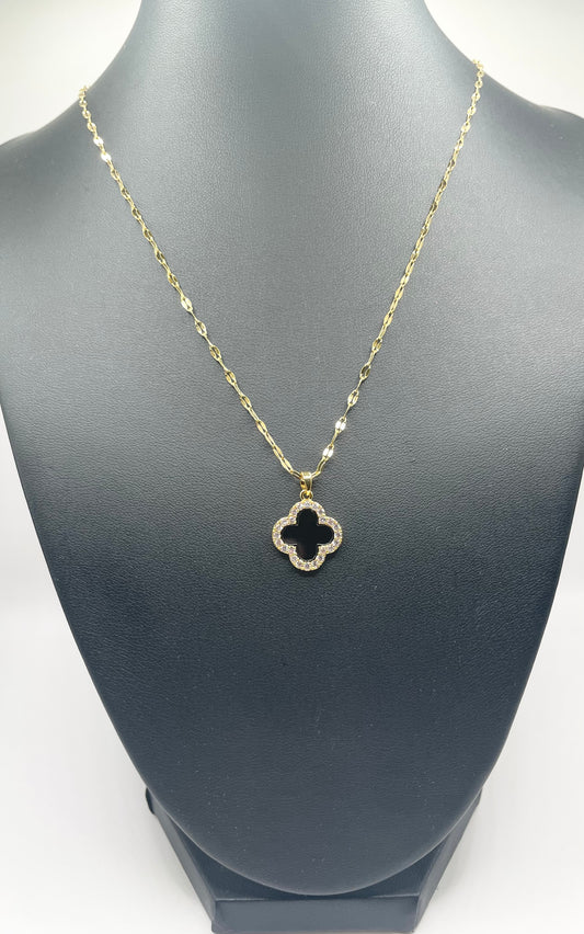 Bling Gold Clover Necklace 18k Gold Plated