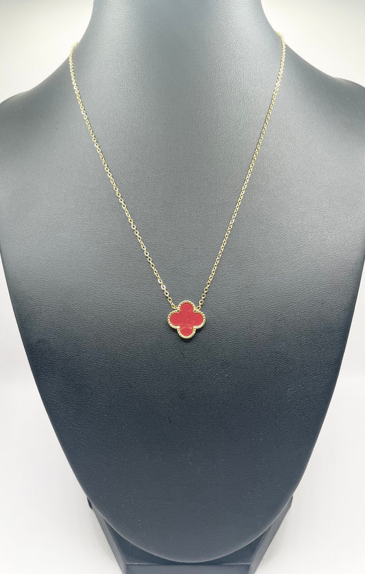 Colored Clover Necklace 18k Gold Plated