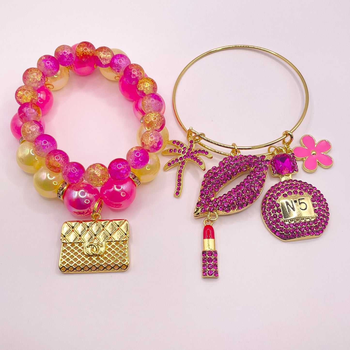 Yellow/Pink Bracelet Set (Gold)