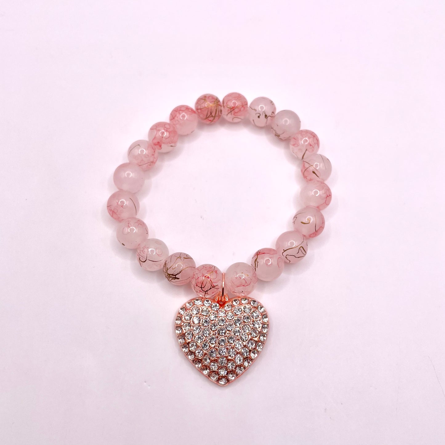 Pink Gold Speck Bracelets with Heart Charm