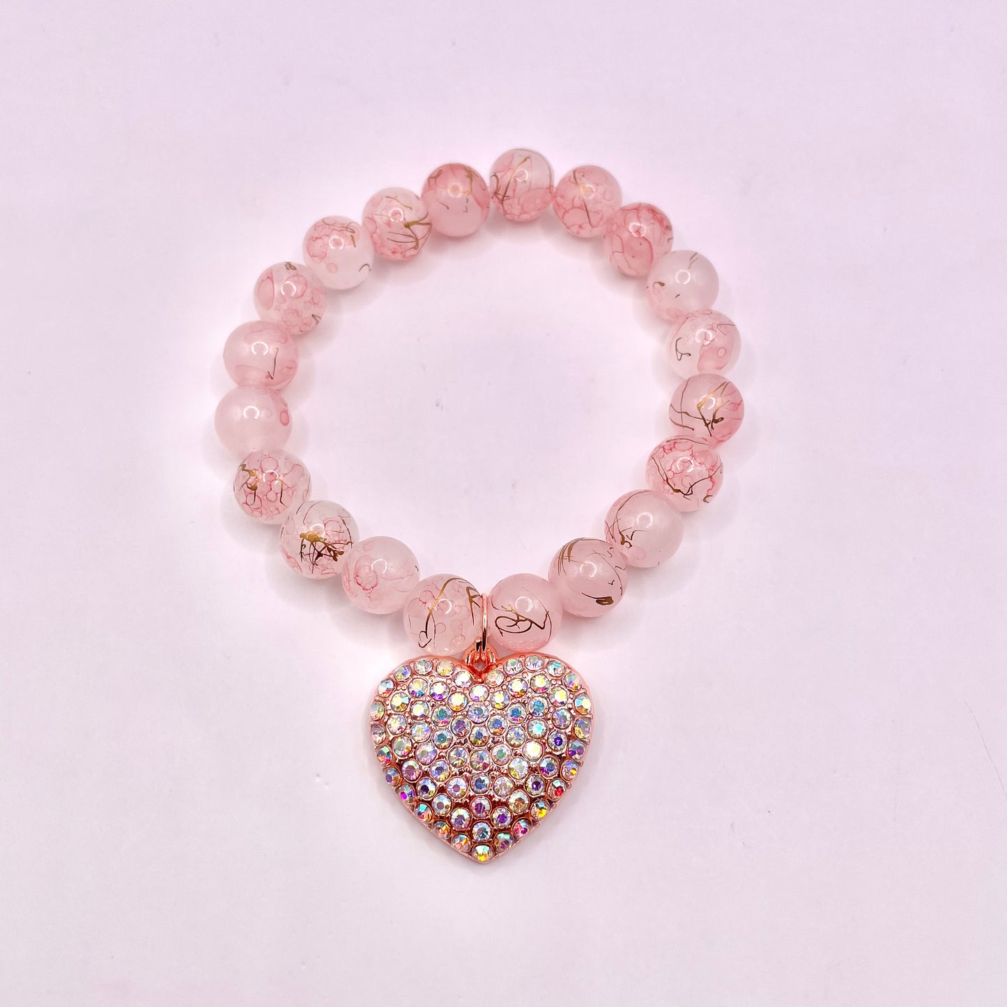 Pink Gold Speck Bracelets with Heart Charm