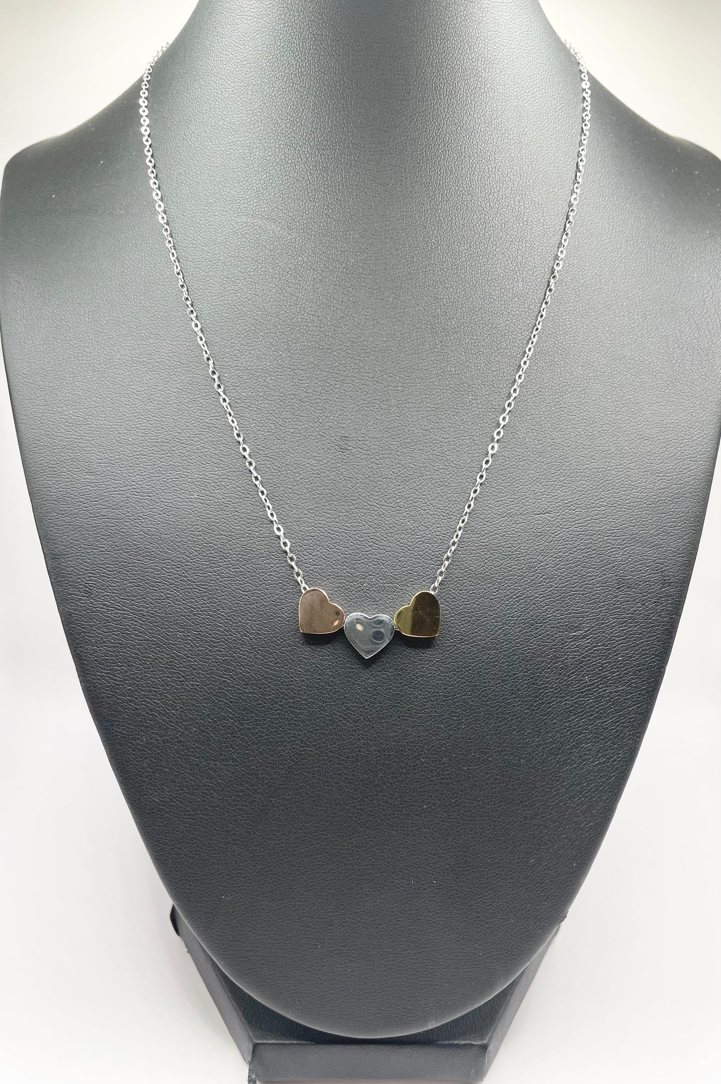 Stainless Steel 3 Color Heart Necklace