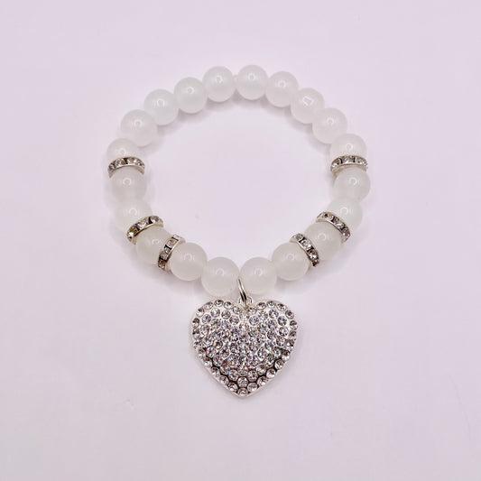 Cloudy Solid bead with Heart Charm