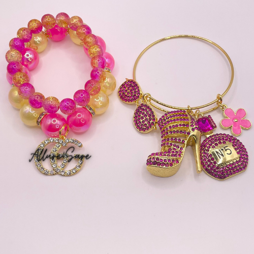 Yellow/Pink Bracelet Set (Gold)