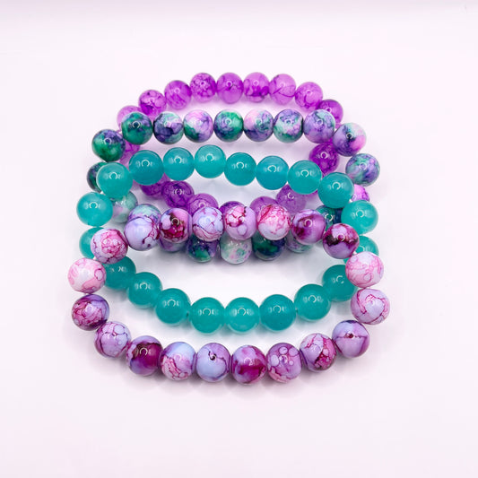 Blue and Purple Bracelet Set 4pc