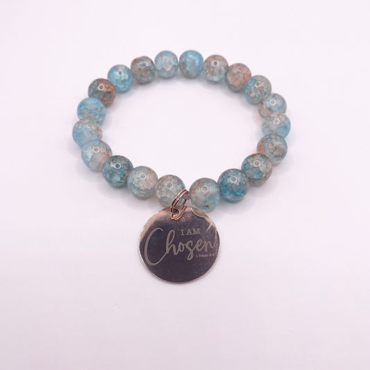 Blue with Rose Gold charm