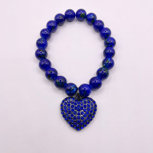 Blue Bracelet with Heart Charm