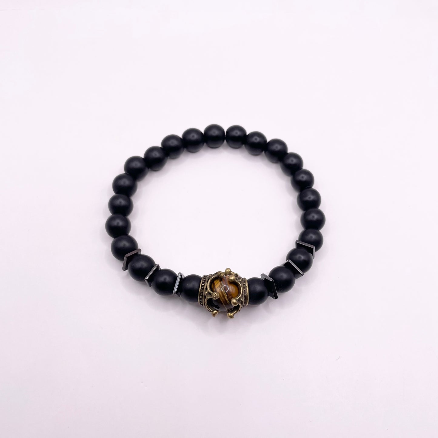 Black Bracelet with Tigers Eye Bead