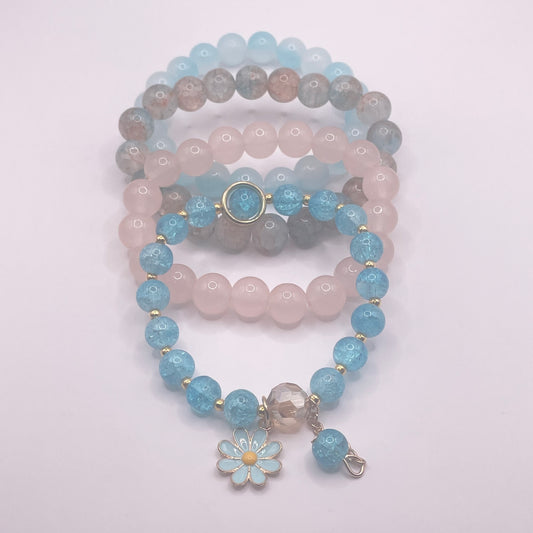 Light Blue & Pink 4pc bracelet set