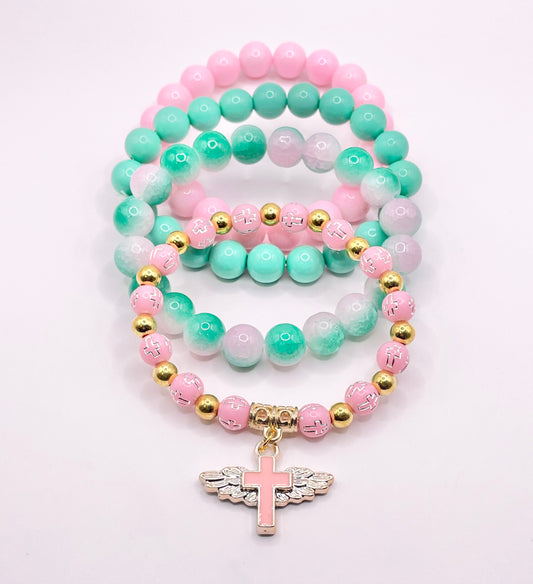 Pink & Green 4pc Bracelets set