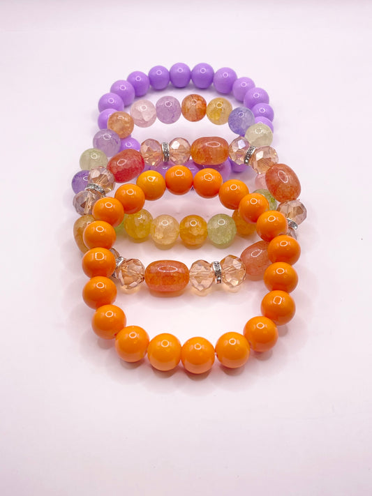 Purple & Orange Bracelet set 4pc