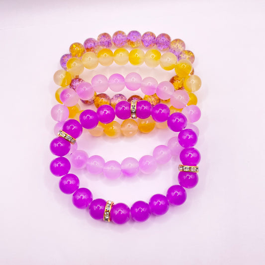 Purple and Gold Bracelet Set 4pc