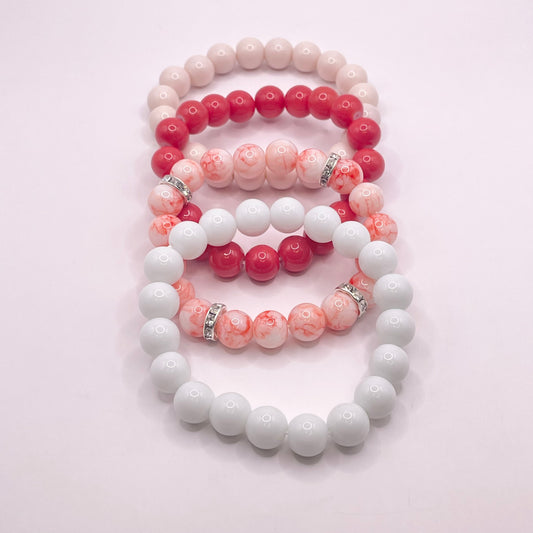 Red/White/Cream 4pc Bracelet set