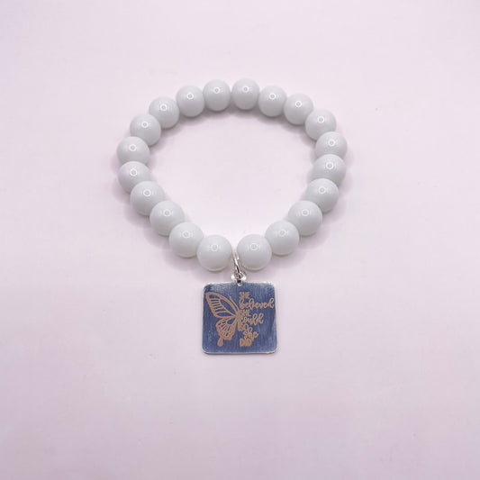 Solid White with Silver Charm