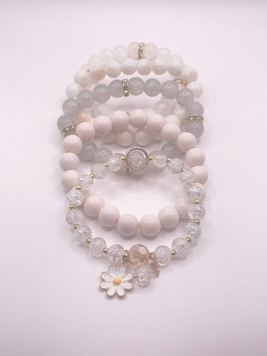 White/Cream 5pc Bracelet Set